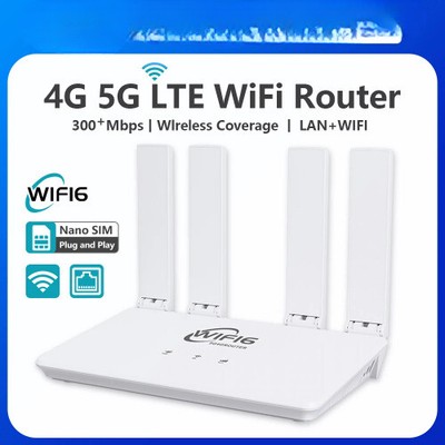 4G/5G LTE WiFi Router WiFi6 Wireless Router 300Mbps Antenna Booster Wired