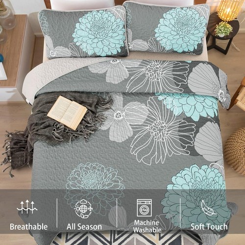 Soft Bedspread Set Coverlet Patchwork Queen King Size Soft Bedding Pillowcase AU - Picture 29 of 143