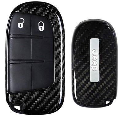 Real/Genuine Black Carbon Fiber Smart Key Fob Shell For Chrysler Dodge Jeep
