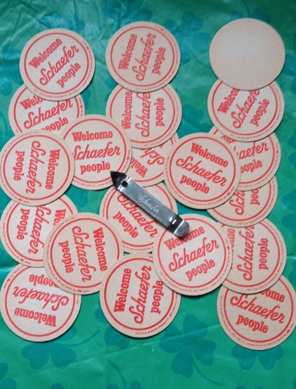 Vintage Lot of 20 1970's Schaefer Beer Coasters and 1 Bottle Can Opener