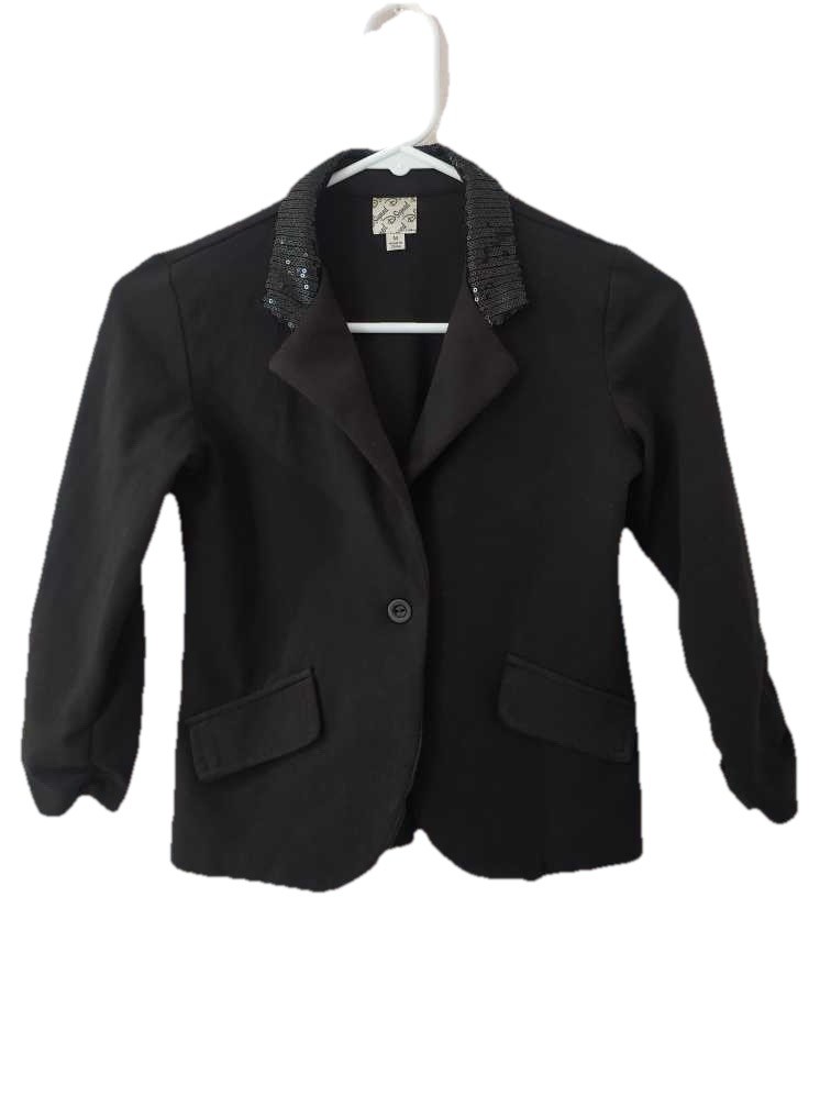 Disney Signed Black Sequin Collared Button Pocket… - image 1