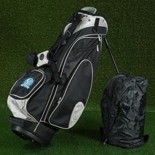MEN  S GOLF STAND BAG 7 WAY TOP BAG, SILVER / BLACK  50 YEARS EMBROIDERY  NICE 