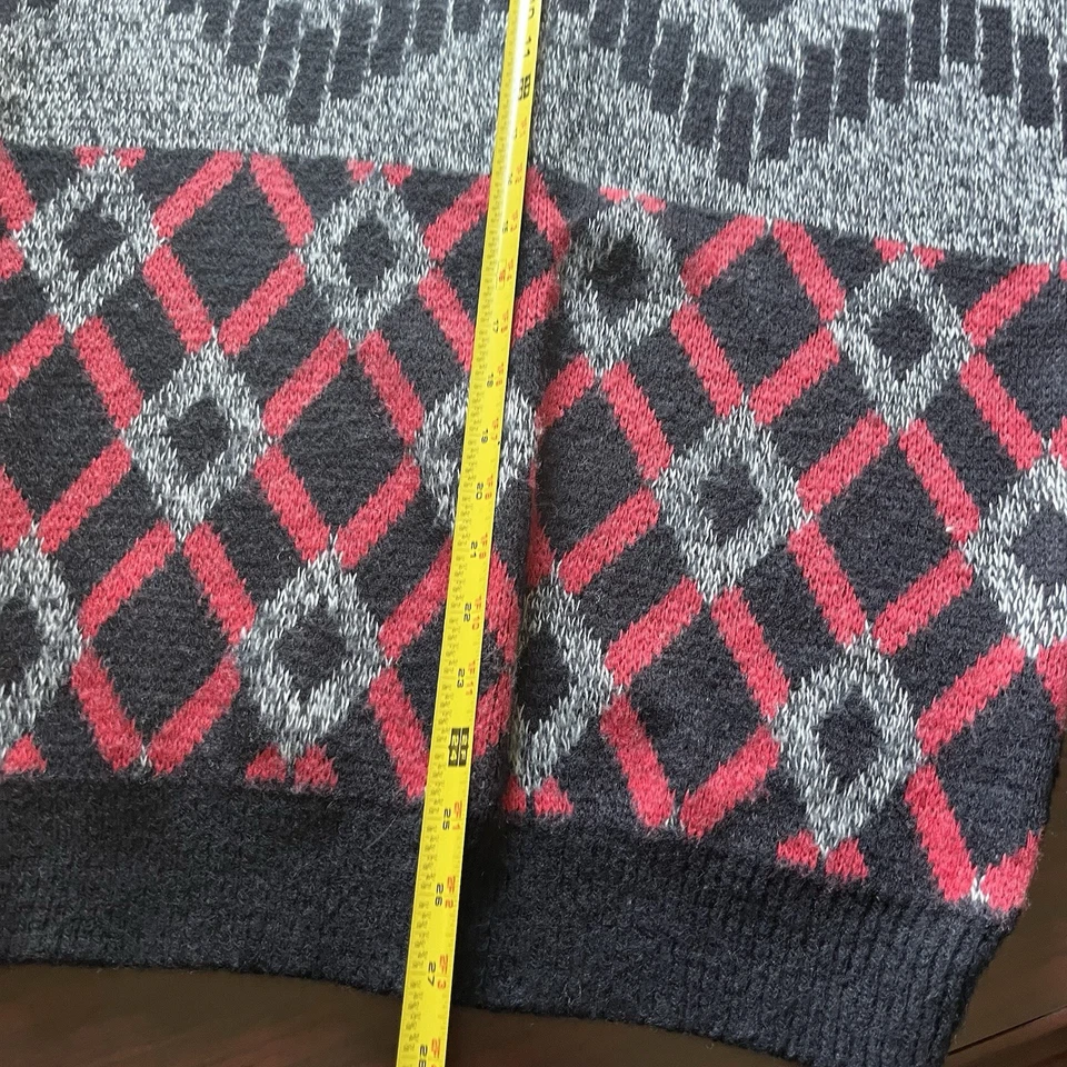 Suéter Vintage Sábados Negro Rojo Gris Pullover Manga Larga Talla Mediana Foto 3 de 4