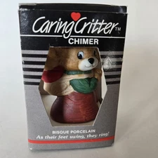 Bisque Porcelain Caring Critter Chimer Bear Christmas ornament by Jasco w/ box