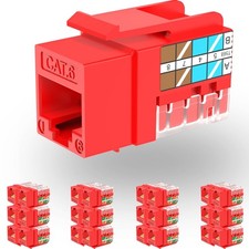 RJ45 Keystone Jack Cat6 10G UTP 25 PCS 90 Degree Red Fits Cat5e Cat5 Cabling