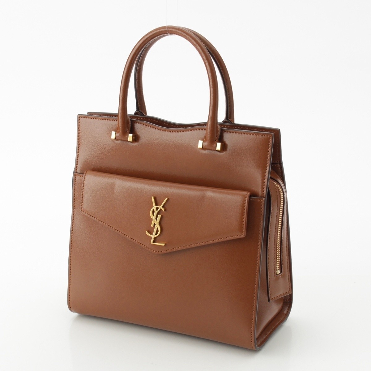 Borsa a tracolla SAINT LAURENT Uptown in pelle piccola 2 vie 561203 marrone