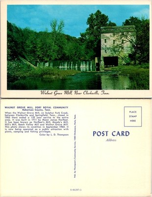 Postcard Walnut Grove Mill Near Clarksville Tennessee Historic Watermill