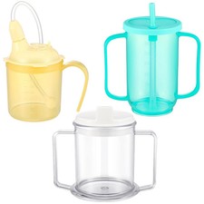 3 Pcs Adult Sippy Cups for Elderly Spill Proof 12oz Plastic Elderly Sippy Non