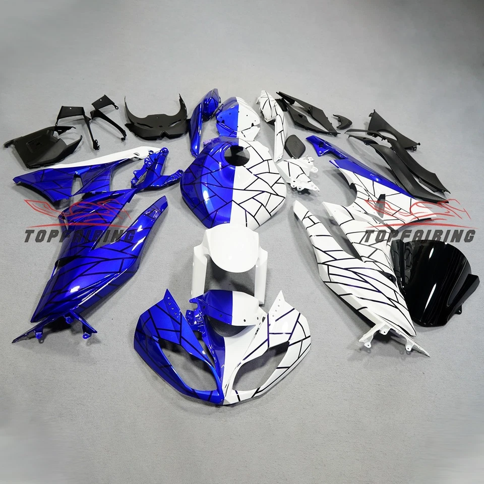 Kit de carenado blanco azul para Kawasaki Ninja ZX6R 2009-2012 636 ZX600R + cubierta del tanque Foto 2 de 4