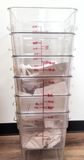  Lot of 6 Cambro 18SFSCW135 Square Container 18 Quart Capacity, Clear New