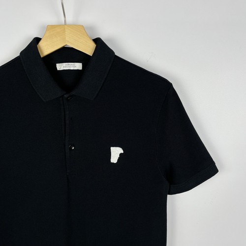 Luxury Versace Collection Men’s Polo Shirt Black Size Small Short Sleeve Cotton - Picture 2 of 12