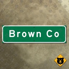 Brown County Wisconsin line boundary highway road sign Green Bay 33x9