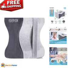 Medium Firm Memory Foam Orthopedic Knee Pillow - Relief for Legs and Hips, Grey