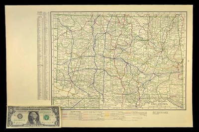 Antike Karte von OKLAHOMA Eisenbahnkarte 1914 ORIGINAL Atlas Karte CRI&P RR DATIERT