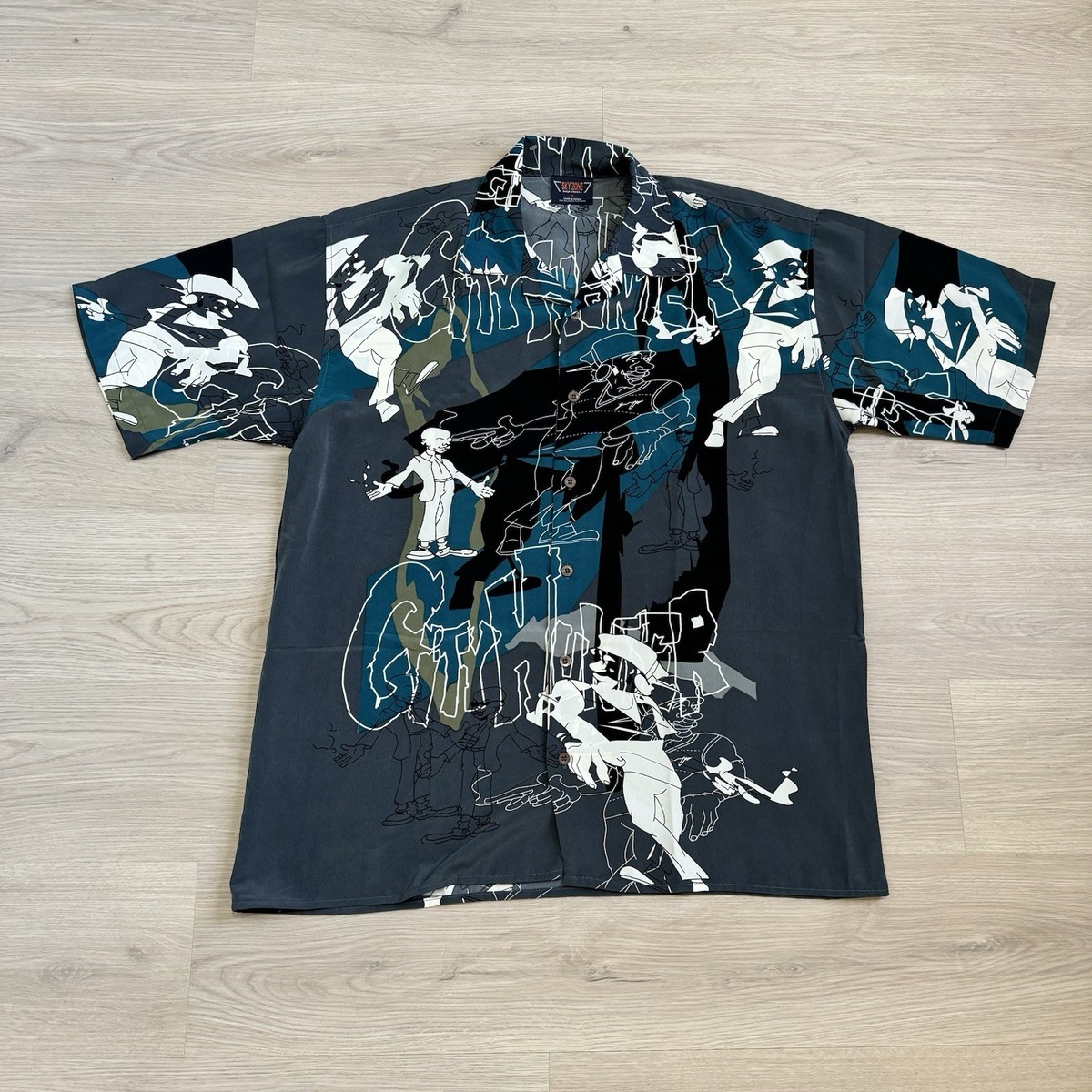 Vintage 2000s City Hunter All Over Print Streetwear Dj Button Up