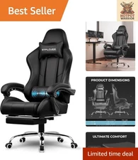 Comfortable Faux Leather Gaming Chair with Footrest & Support for Office Use
