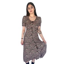 VTG 90s Floral Cottagecore Midi Dress Puff Sleeve 5/6