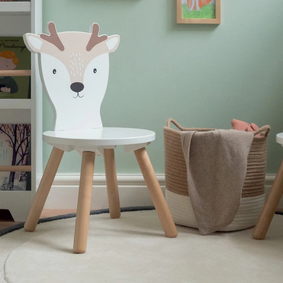 Kids Childs Wooden Animal Chair Stool for Nursery Playroom 58.5x33x32cm | Deer