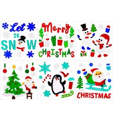 6pcs Christmas Gel Window Clings Sticker for Xmas Window Decors