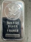 Sunshine Minting Bullion Ingot Bar 1 Troy Oz .999 Fine Silver