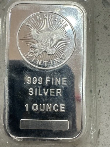 Sunshine Minting Bullion Ingot Bar 1 Troy Oz .999 Fine Silver