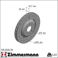 Zimmermann 110.2226.70 Bremsscheibe FüR Alfa Romeo 4C 4C Spider 960 961