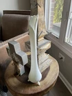 Vintage L.E. Smith White Milk Swung Vase 16” Hobnail 3 Toed