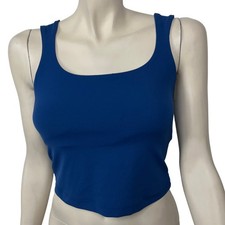 Womens Athleta Small Blue Tank Top Shelf Bra Shorter Fit
