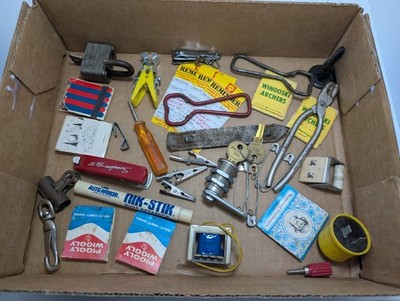 Vintage Junk Drawer Lot Small Tools Hardware Miscellaneous Items
