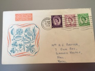 GB STAMPS RARE FIRST DAY COVER 1954 JAN 18TH WILDINGS ILLUSTRATED