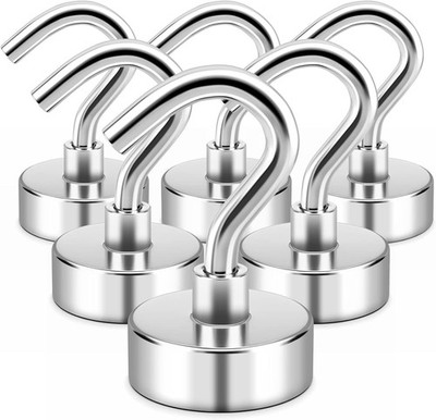 Leistungsstarke Magnethaken für Gadgets - 6er Set Silber