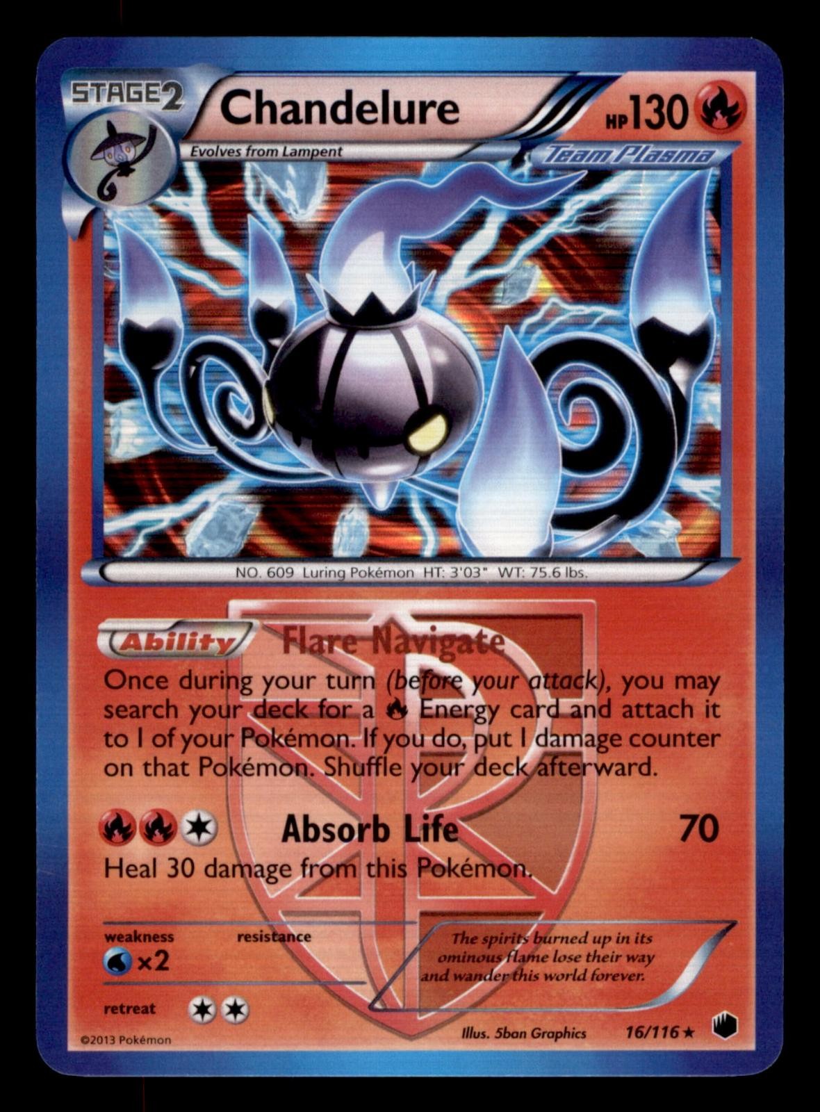 Chandelure 16/116 Holo Rare Plasma Freeze Pokemon Moderately Played