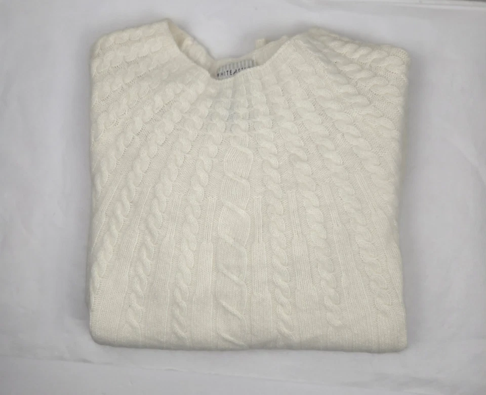 Suéter Pullover Tejido con Cable Lana de Cordero Angora XL Ciervo Blanco Para Mujer Crema-SUAVE Foto 3 de 4