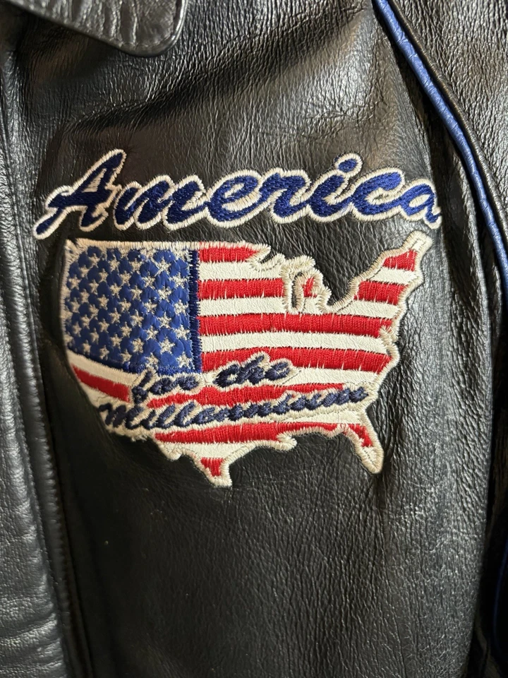 Vintage Michael Hoban Motorcycle Jacket American Flag Limited Edition Sz Medium - Image 2 of 4