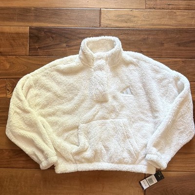 adidas Girls' White Pullover Sweatshirt Loose Fit Long Sleeve L