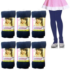 Navy footed tights for girls: Dance stockings pantyhose XL 6 pcs