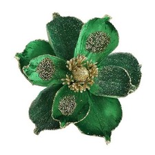 10in Christmas Flowers 8 Pcs Large Christmas Glitter 8pcs Flowers Green