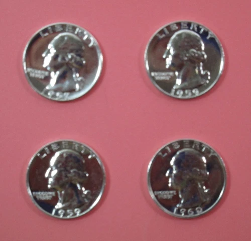Lot of Four Washington 90% Proof Silver Quartes 1957- 1959 x2 & 1960 / SKAA4