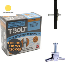 T-Bolt Heavy Duty METAL Plasterboard Fixing - TV KIT - Holds up to 65Kg per Fix