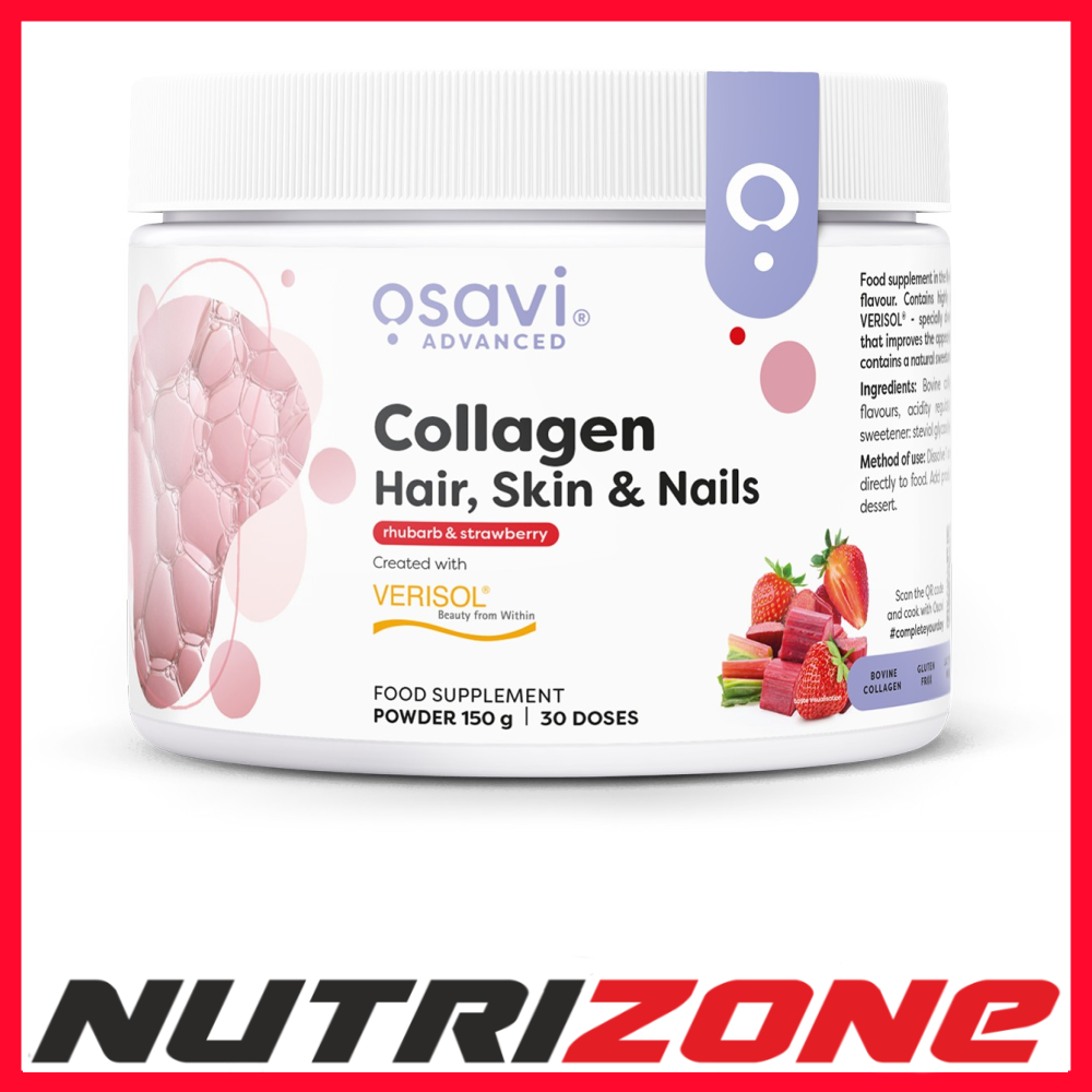 Osavi Collagen Peptides Hair Skin & Nails, Rhubarb & Strawberry - 150 grams