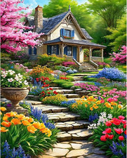 Landscape Paint by Numbers Kit for Adults-Garden Paint by Numbers Kits