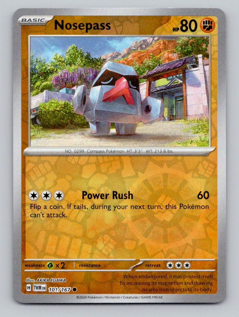 Reverse Holo Nosepass 101/167 Common Twilight Masquerade Pokemon