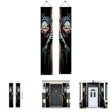 Halloween Skeleton Porch Banner Scary Demon Vertical Hanging Decoration for