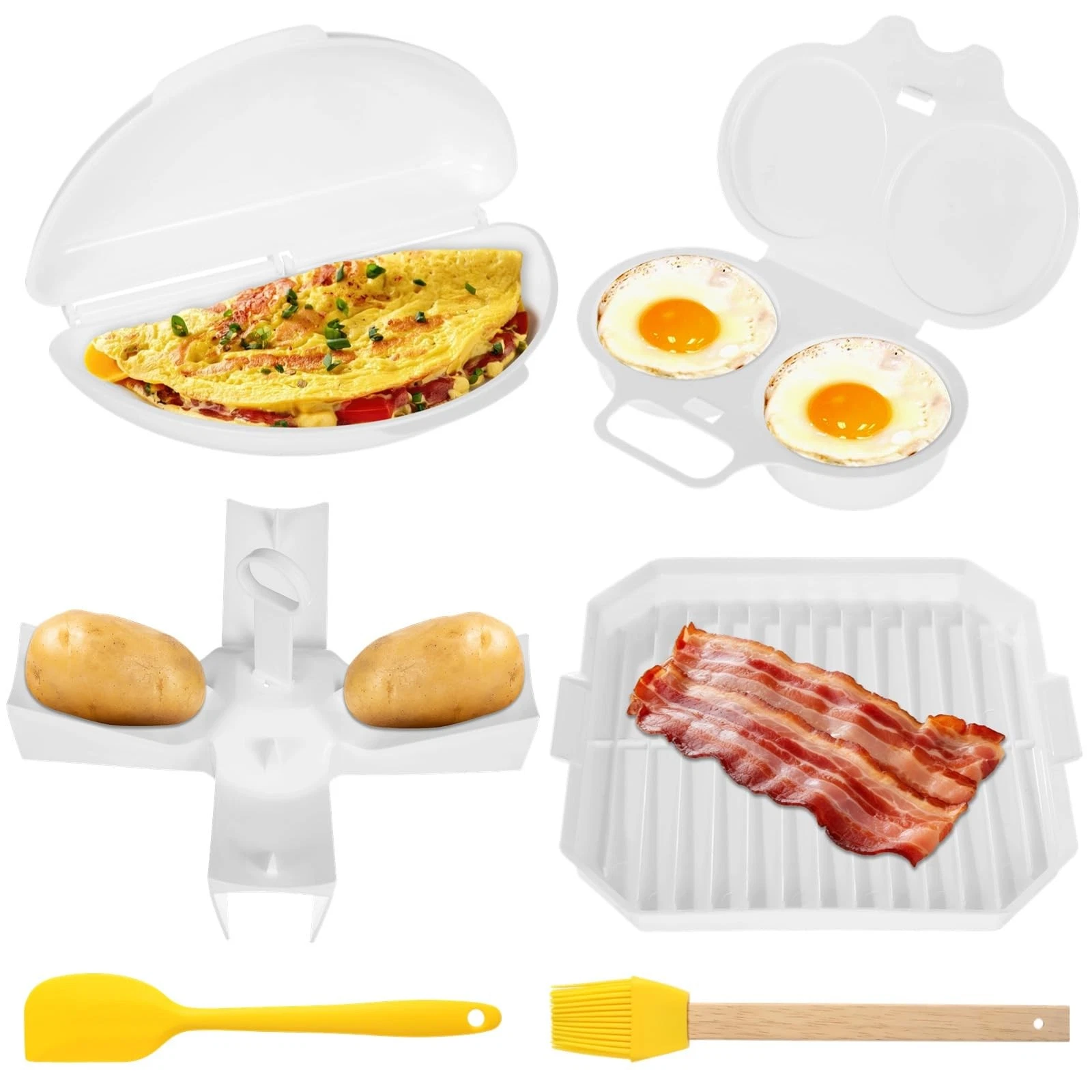 6 PCS Microwave Breakfast Cooking Set, Includes microwave egg cooker, Omelet ...