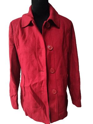 Women's White Stag Button-Down Red Jacket Coat Size S (4-6)