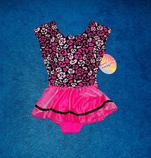 GIRLS PINK ANIMAL PRINT SKATING DANCE LEOTARD OUTFIT SIZE 4 - 5 XSMALL NWT