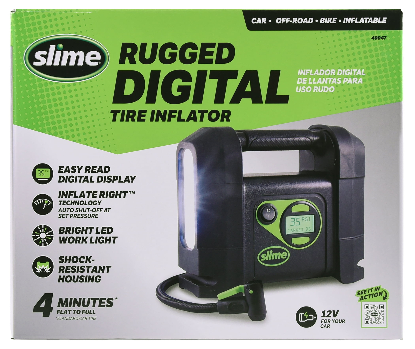 slime 12v tire inflator with led light