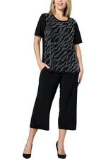 Antthony 2-piece Embellished Top and Cropped Pant Set Black