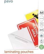 PAVO Laminating Pouches 2x75  Micron A4 Gloss (Pack of 100)...