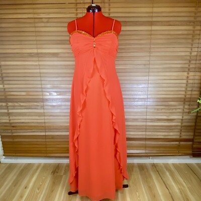 Miss Anne Orange Formal Floor Length Rhinestone Ladies Size 20 Dress | eBay Australia Miss Anne Orange Formal Floor Length Rhinestone Ladies Size 20 Dress | eBay Australia